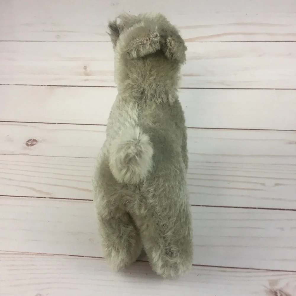 Vintage Mohair Schnauzer Stuffed Plush Dog Glass Eyes No Tag Baki ? Mid Century